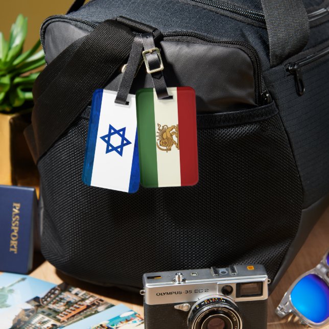 Étiquette À Bagage Drapeaux d'Israël et d'Iran Voyage (Recto & Verso)