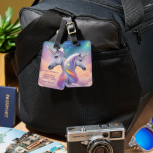 Étiquette À Bagage Dreamy Unicorn Parties scintillant Pastel Galaxy N