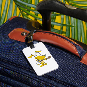 Étiquette À Bagage Drôle Chien Jouant Banjo Musique