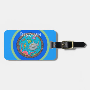 Étiquette À Bagage Drôle créatures marines sous-marines dessin animé