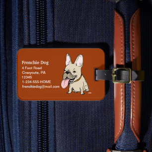 Étiquette À Bagage Drôle de Bouledogue Français avec une énorme langu
