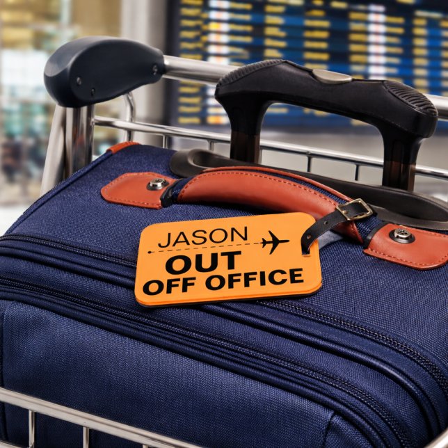 Étiquette À Bagage Drôle de message d'absence au bureau (funny out of office luggage tag)