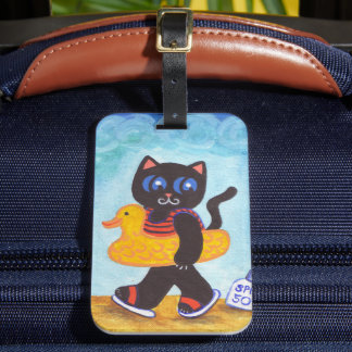 Étiquette À Bagage Drôle de plage de Funny Vacation de chat Bagage ét