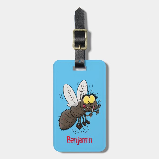 Étiquette À Bagage Drôle dessin animé d'insecte de la mouche à cheval (Devant Vertical)