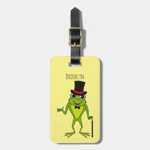 Étiquette À Bagage Drôle grenouille avec chapeau dessus dessin animé