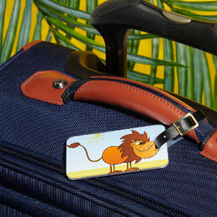 Étiquette À Bagage Drôle Lion caricature dans le soleil Safari animal