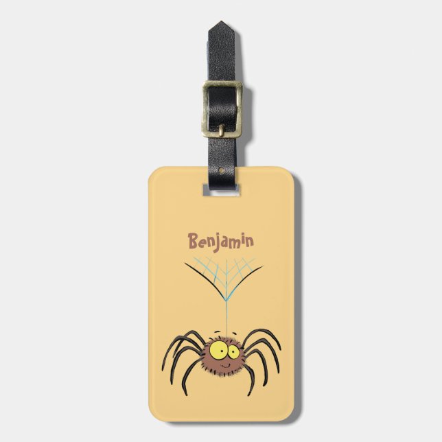 Étiquette À Bagage Drôle mignon dessin animé d'araignée moelleuse (Devant Vertical)