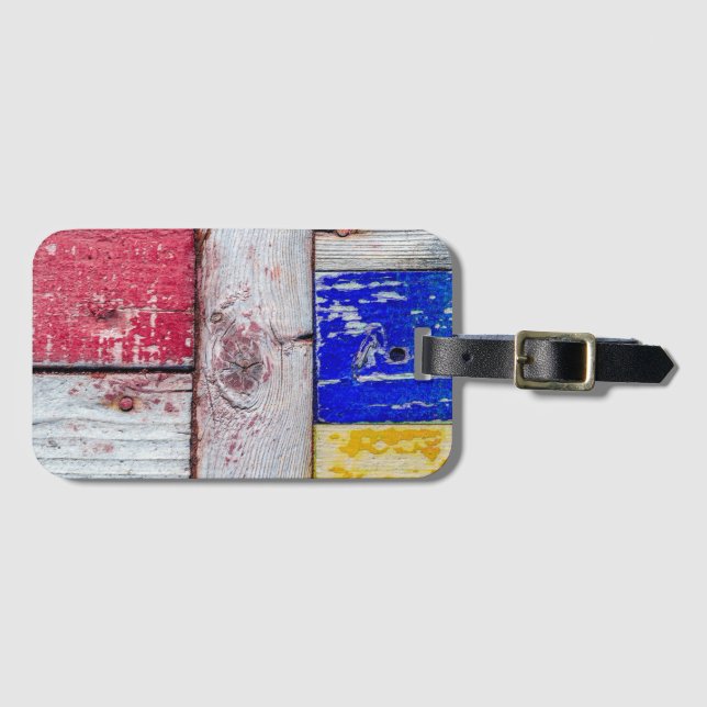 Étiquette À Bagage Drôle Neoplasticisme en bois style art (Devant Horizontal)