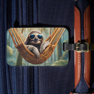 Étiquette À Bagage Drôle paresse avec lunettes de soleil dans un hama