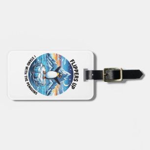 Étiquette À Bagage Drôle Penguin Résiste À La Manifestation Contre Le