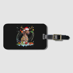 Étiquette À Bagage Drôle Père Noël Dachshund Reindeer Noël clair