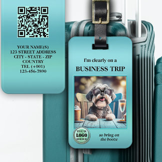 Étiquette À Bagage Drôle Photo Code QR Logo Voyage d'affaires