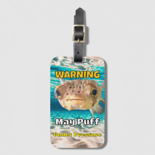 Étiquette À Bagage Drôle Poisson-Globe Avertissement : Peut Gonfler S