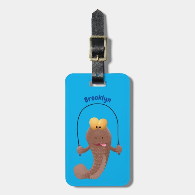 Étiquette À Bagage Drôle sauter boudskipper poisson dessin animé (Devant Vertical)