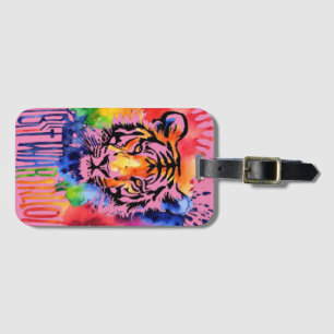 Étiquette À Bagage Drôle tigre coloré à l'aquarelle
