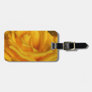 Étiquette À Bagage Droplets d'eau sur Elegant Rose Jaune