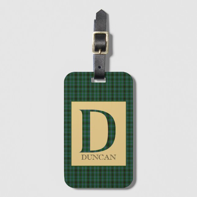 Étiquette À Bagage Duncan Tartan Monogramme D (Devant Vertical)