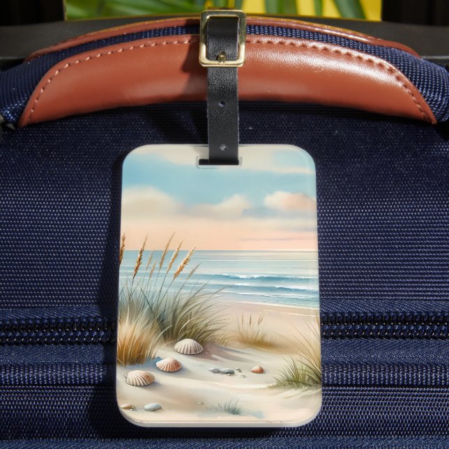 Étiquette À Bagage Dunes côtières pastel à l'aquarelle (Insitu Rectoal 2)