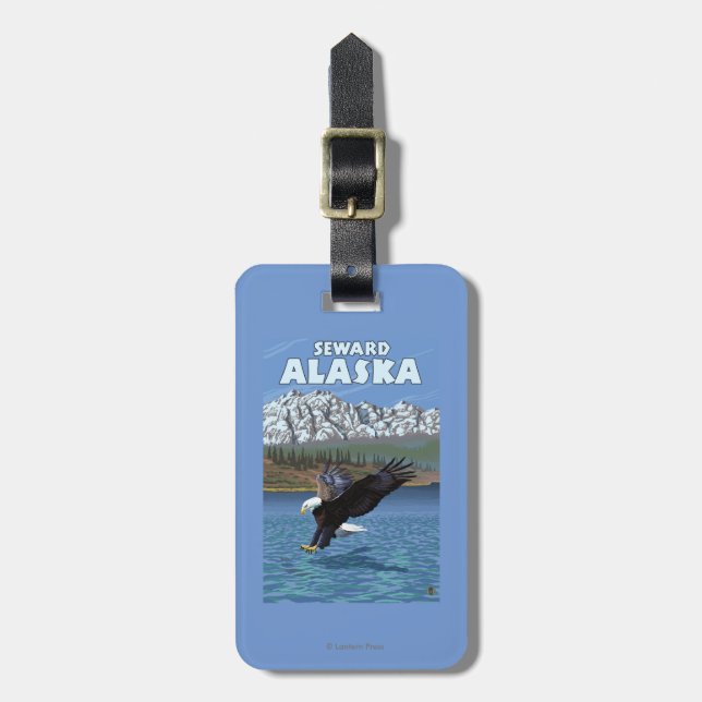 Étiquette À Bagage Eagle chauve plongeant - Seward, Alaska (Devant Vertical)