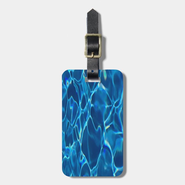Étiquette À Bagage Eau de la piscine bleu foncé (Devant Vertical)