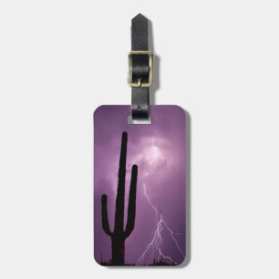 Étiquette À Bagage Éclair violet et cactus, AZ