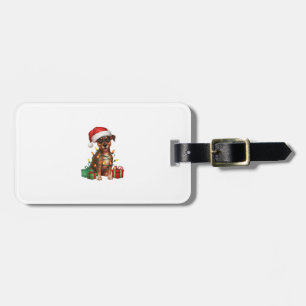 Étiquette À Bagage Éclairage de Noël Chapeau Miniature Pinscher Chien