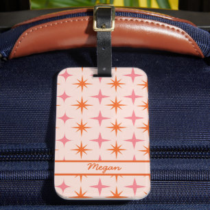 Étiquette À Bagage Éclats de soleil Rétro Milieu de Siècle Rose Orang