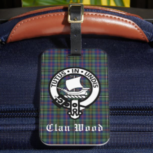 Étiquette À Bagage Ecosse Clan Wood Crest & Tartan