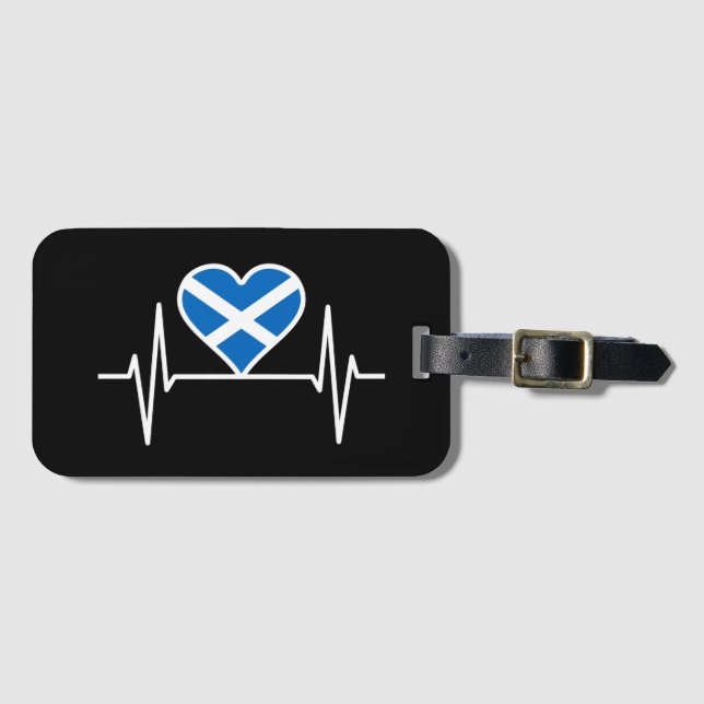 Étiquette À Bagage Écosse - Scotland Drapeau Heartbeat (Devant Horizontal)