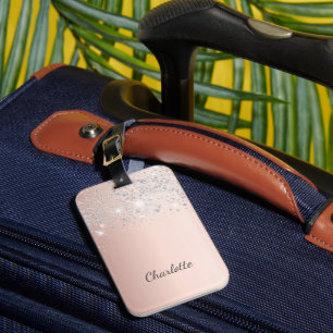 Étiquette À Bagage Écriture de nom en or rose