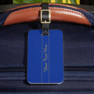 Étiquette À Bagage Écriture dorée élégante sur fond bleu marine