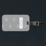 Étiquette À Bagage écriture géométrique stylisée école personnalisée<br><div class="desc">élégant script motif géométrique élégant personnalisez avec nom et classe (ou message différent) parfait pour l'école,  l'université ou les affaires</div>