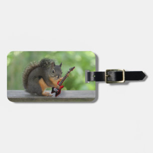 Étiquette À Bagage Écureuil jouant une guitare électrique