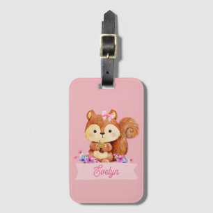 Étiquette À Bagage Écureuil rose Personnalisé