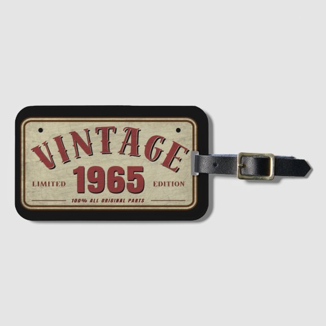 Étiquette À Bagage Édition Limitée 1965 Pièces Originales Authentique (Devant Horizontal)