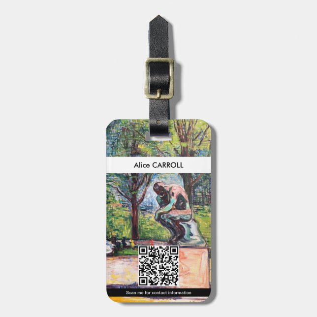 Étiquette À Bagage Edvard Munch - Le penseur de Rodin - QR Code (Devant Vertical)