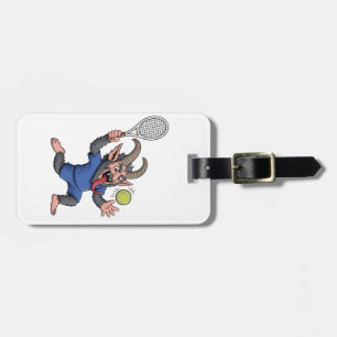Étiquette À Bagage Éffrayant Krampus Jouer Tennis Noël