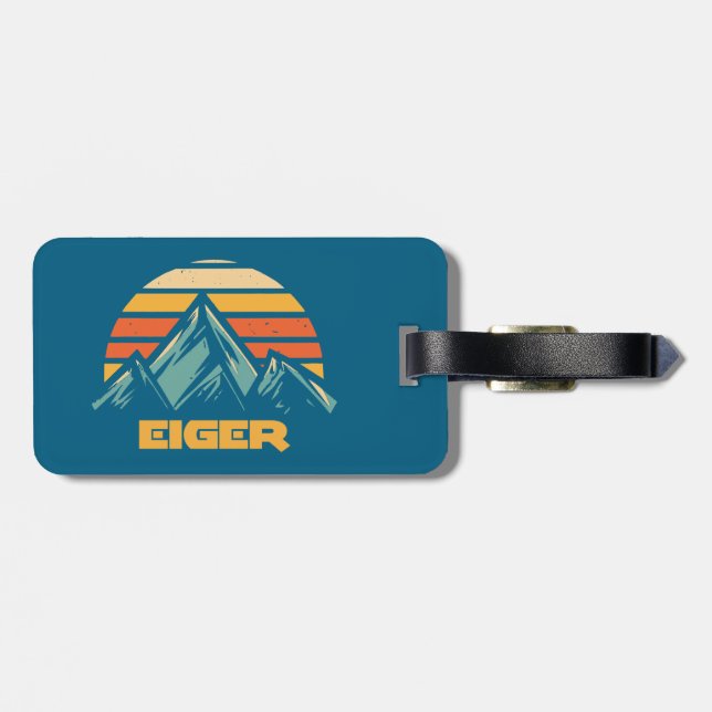 Étiquette À Bagage Eiger Suisse Rétro Turquoise (Dos horizontal)