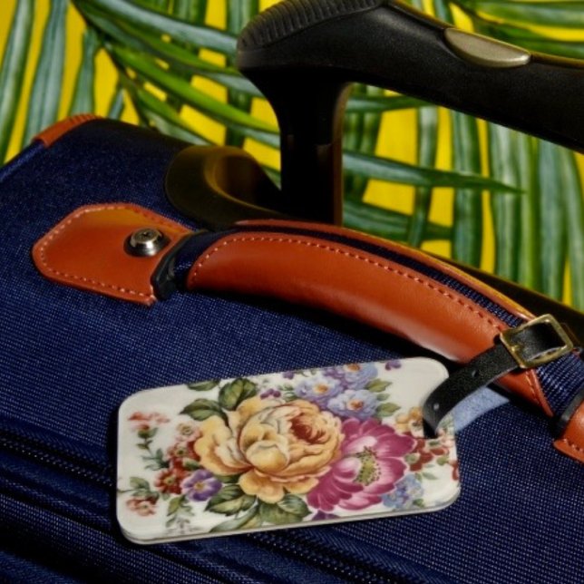 Étiquette À Bagage Élégance : Balises de bagages floraux inspirées de (Créateur téléchargé)