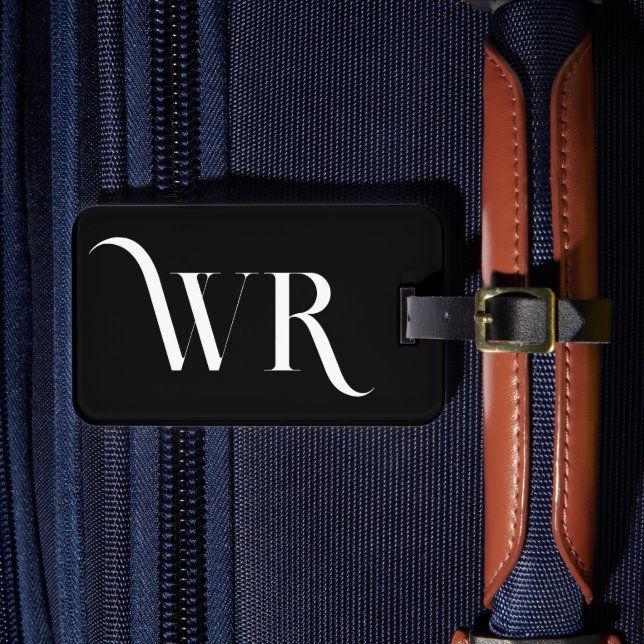 Étiquette À Bagage Élégant 2 Monogramme initial noir élégant (Insitu Rectoal 4)