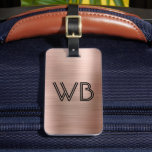 Étiquette À Bagage Élégant 2 Monogrammes Rose initial métal or<br><div class="desc">Elégante Fille Moderne Elégante Rose Or Métal 2 Monogramme Initiale Personnalisée Porte-Bagages Personnalisée Balise. Ce design comprend deux (2) monogrammes de typographie initiale (police de police de caractères à deux lignes) et les informations d'adresse sur l'envers sur le faux Rose métal brossé or (look de feuille métallique rose Rose or)...</div>