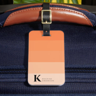 Étiquette À Bagage Élégant Apricot Orange Ombre Classic Monogramme