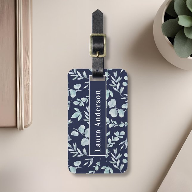 Étiquette À Bagage Elégant aquarelle Eucalyptus Personnalisé (Créateur téléchargé)