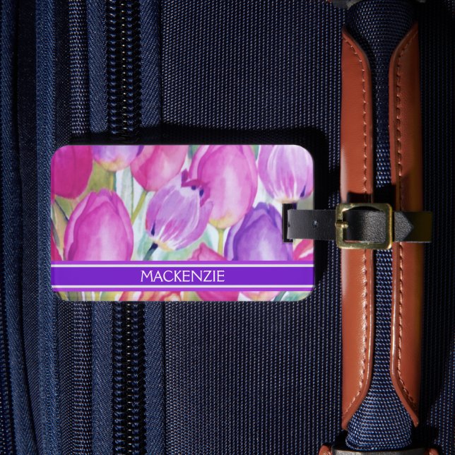 Étiquette À Bagage ELÉGANT aquarelle florale (Insitu Rectoal 4)