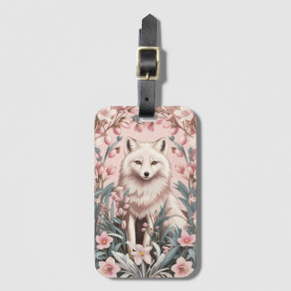 Étiquette À Bagage Elegant Arctic Fox Pink Floral