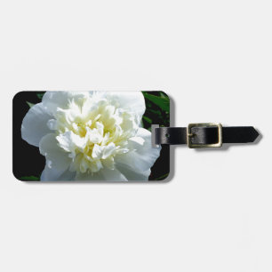 Étiquette À Bagage Elégant blanc peony floral blanc photo