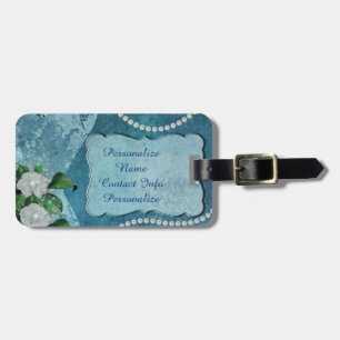 Étiquette À Bagage Elégant Blue Pearl Romantique Bagage