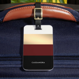 Étiquette À Bagage Elégant Burgundy Black Gold Personnalisé