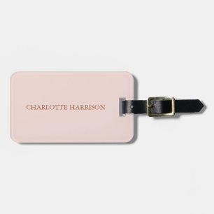 Étiquette À Bagage Élégant couleur rose vif monogramme personnalisé n