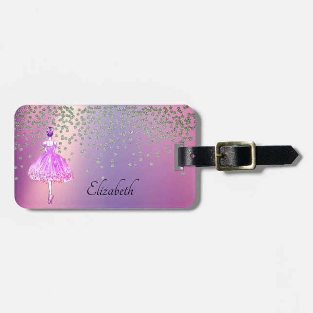 Étiquette À Bagage Élégant élégant Diamants brillants Ballerina (Devant horizontal)